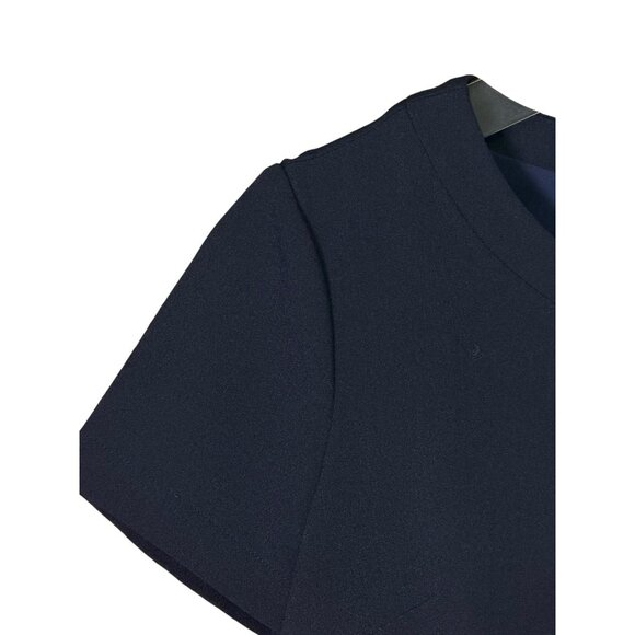 Eliza J Navy Lace-Up Neckline Sheath Dress Lined Side Slits Size-12 - Picture 6 of 10